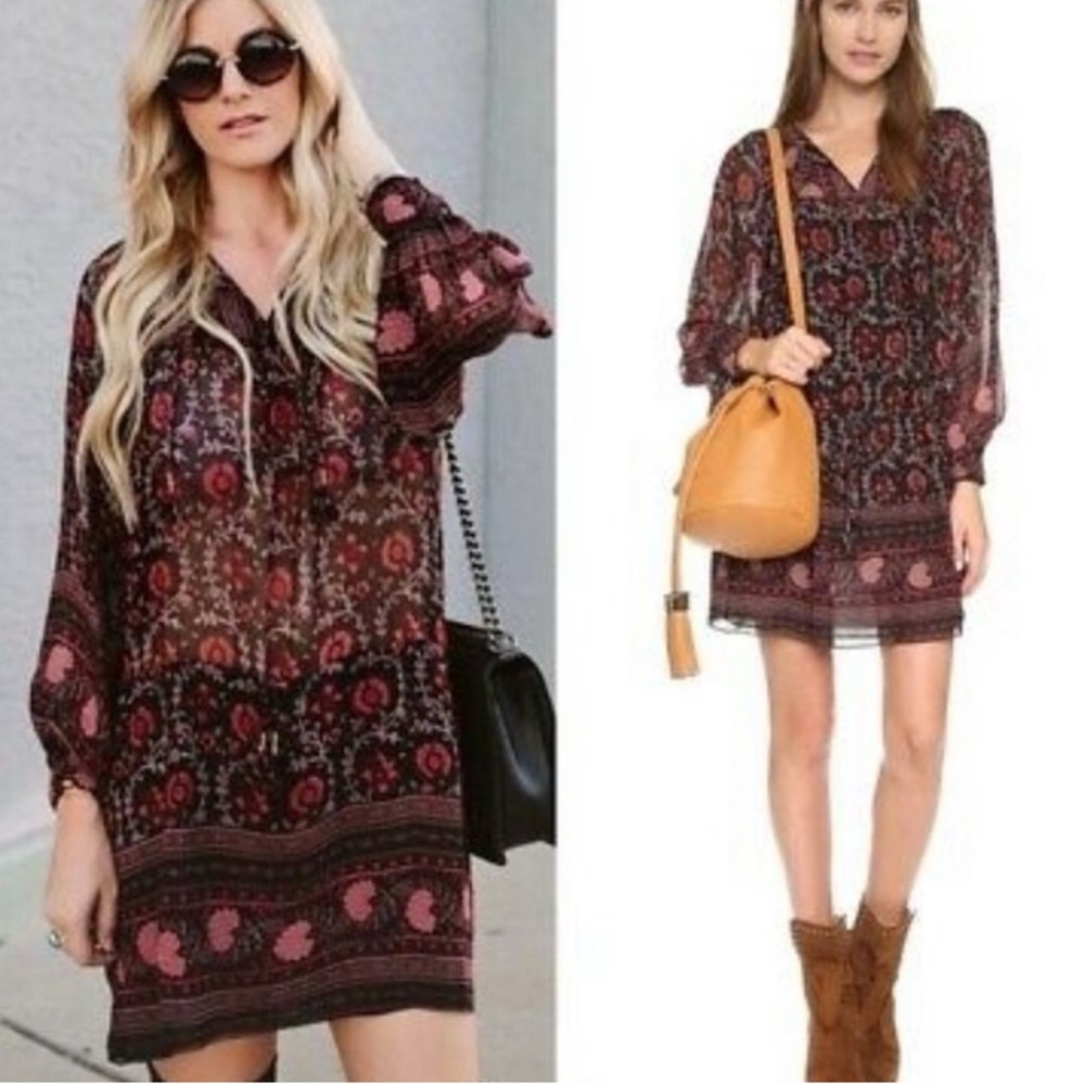 Ulla Johnson Black and Pink Patterned Blouse -SZ 10